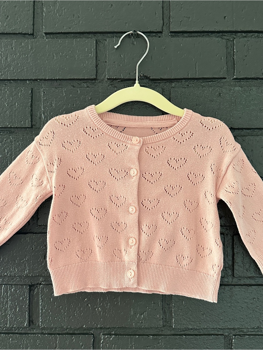 Baby Girl' Knit Heart Cardigan Sweater - Soft Pink 6-9 mo